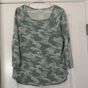 Wonderly Green Camouflage Long Sleeve Top